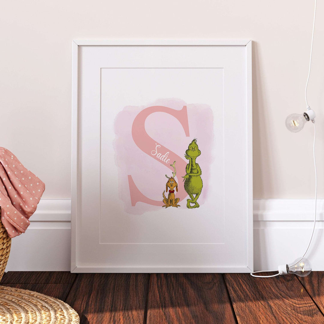 Personalised The Grinch & Max Print | Dr Seuss Christmas Pixar Disney Movie Kids Children Babies Nursery Bedroom Art Wall Decor Poster