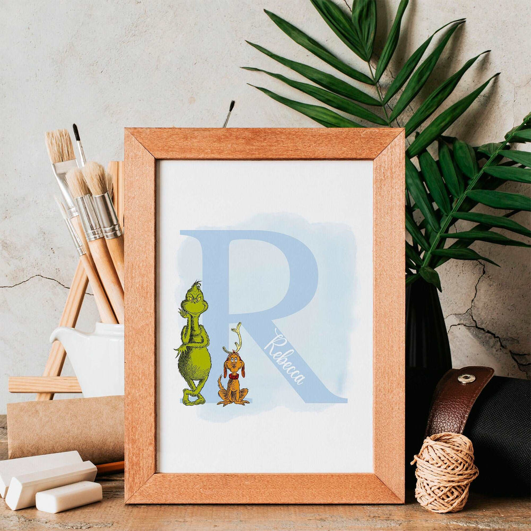 Personalised The Grinch & Max Print | Dr Seuss Christmas Pixar Disney Movie Kids Children Babies Nursery Bedroom Art Wall Decor Poster