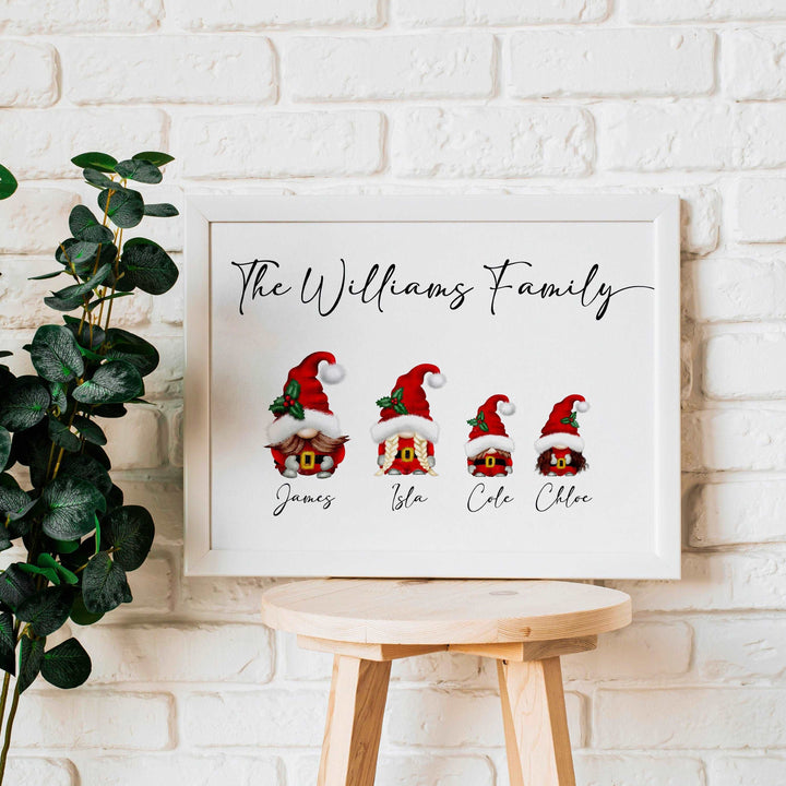 Personalised Christmas Gonk Print | Gnomes Santa Xmas Decor Winter Family Day Gift Family Poster Kids Bedroom Nursery Wall Art