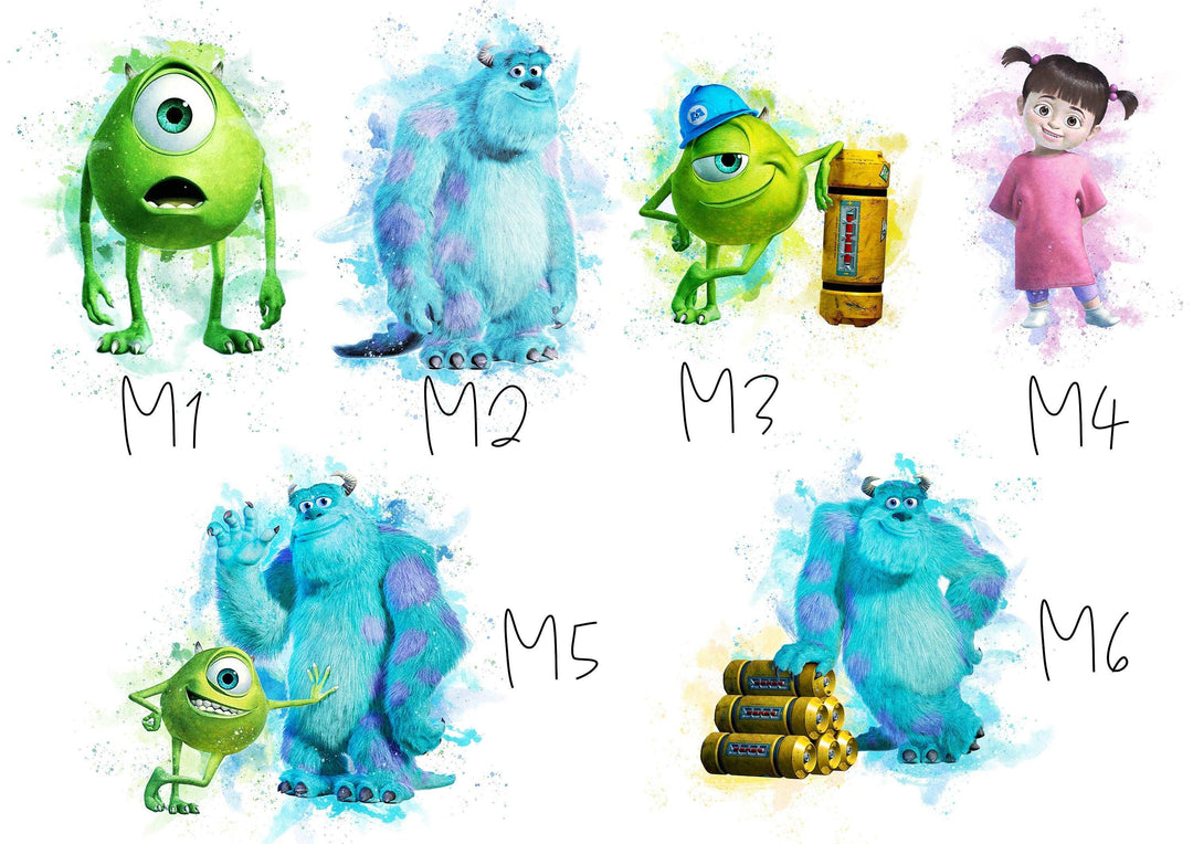 Monster Inc Prints | Watercolour Sulley Mike Wazowski Boo Bedroom Kids Children Nursery Bedroom Art Wall Disney Pixar