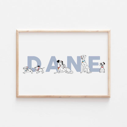 101 Dalmatian Personalised Print |Pongo Perdita Patch Spot Lucky Bedroom Kids Children Nursery Bedroom Art Wall Disney Pixar