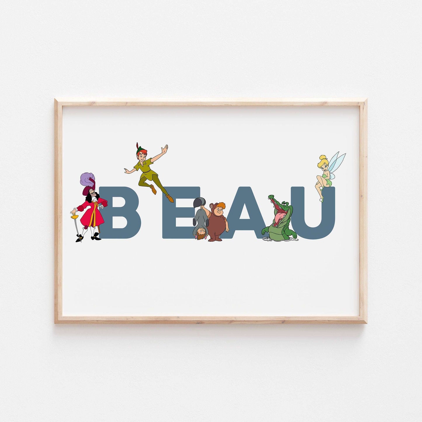Peter Pan Personalised Print | Tinkerbell Hook Lost Boys Crocodile Bedroom Kids Children Nursery Bedroom Art Wall Disney Pixar