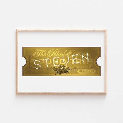 Polar Express Personalised Ticket Print | Christmas Eve Xmas Gift Santa Claus Bedroom Kids Children Nursery Bedroom Art Wall Disney Pixar