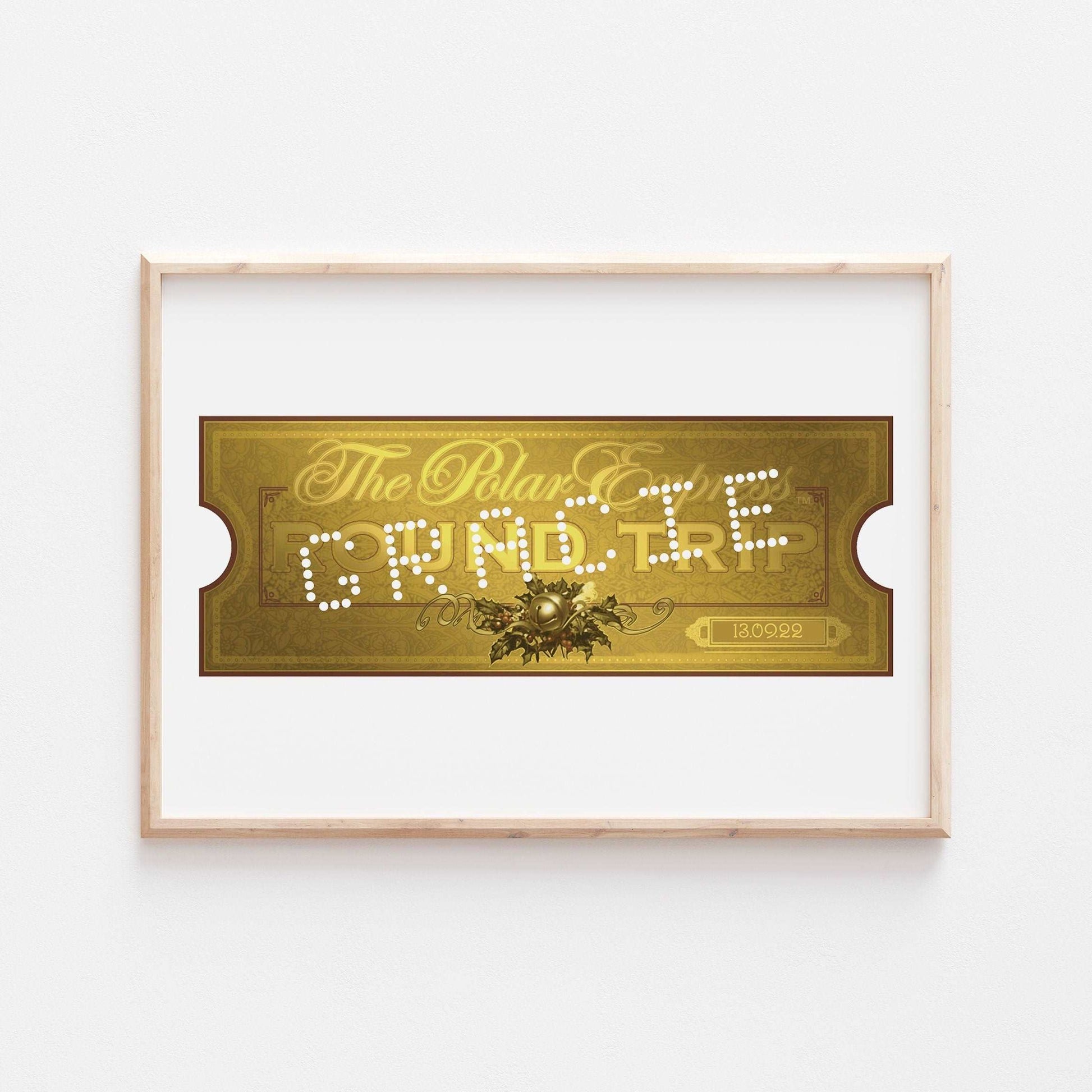 Polar Express Personalised Ticket Print | Christmas Eve Xmas Gift Santa Claus Bedroom Kids Children Nursery Bedroom Art Wall Disney Pixar