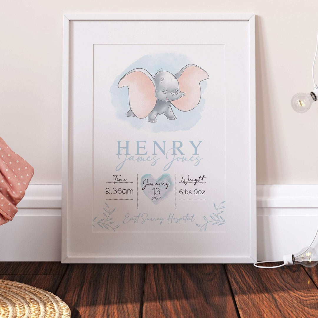 Personalised The Day You Were Born | Dumbo Disney Newborn Print Watercolour Bedroom Nursery Decor Baby Gift Poster Baby Shower Mothers Day