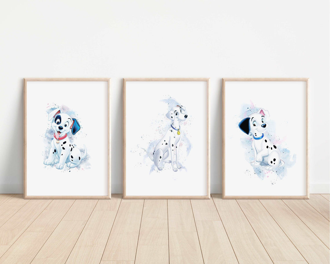 101 Dalmatians Print | Pongo Perdita Rolly Lucky | Bedroom Print Kids Children Babies Nursery Bedroom Art Wall Decor Movie Dog Puppy Poster