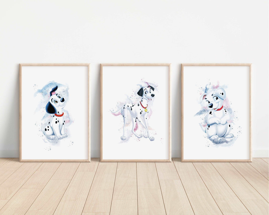 101 Dalmatians Print | Pongo Perdita Rolly Lucky | Bedroom Print Kids Children Babies Nursery Bedroom Art Wall Decor Movie Dog Puppy Poster