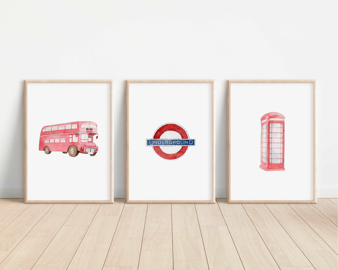 London Prints | Tourist Postbox Beefeater Flag Tube Bus Buckingham Palace Art Poster History Gift British Queen Princess London UK