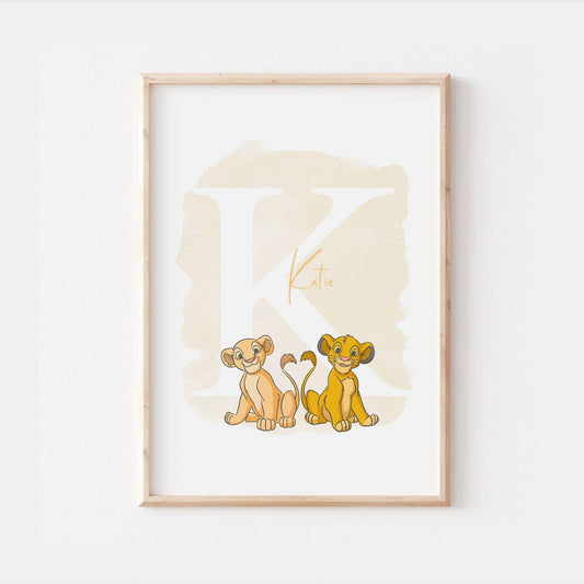 Personalised Simba Nala Print | The Lion King Movie Icon Children Nursery Bedroom Ant Art Wall Decor Poster Timon Pumba Mufusa Scar