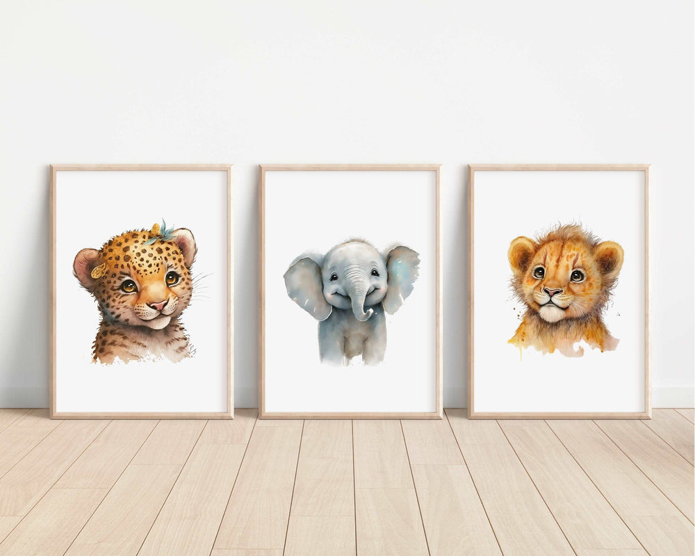 Safari Animals Prints | Animals Rainforest Art Poster Safari Lion Monkey Elephant African Decor Nursery Wall Art Children's Kids Bedroom