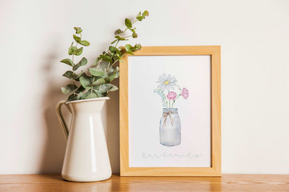 Birth Month Flower Print | Personalised Family Love Anniversary Best Friends Decor Gift Kids Baby Family Poster Bedroom Wall Art Present