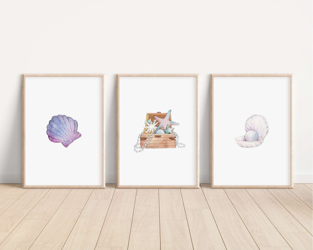 Mermaid Prints | Dolphin Jellyfish Pearl Magic Ocean Sea Pirate Mythical Art Gift Kids Nursery Decor Wall Art Beach Newborn Bedroom Theme