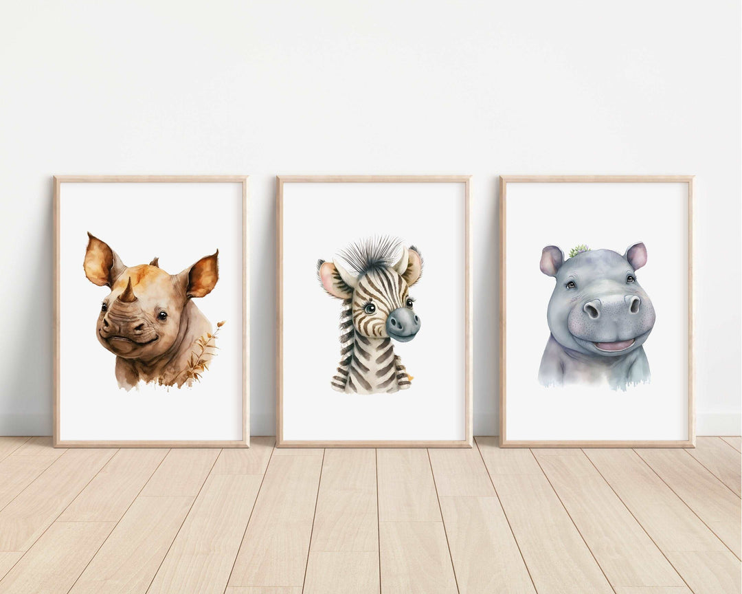 Safari Animals Prints | Animals Rainforest Art Poster Safari Lion Monkey Elephant African Decor Nursery Wall Art Children's Kids Bedroom