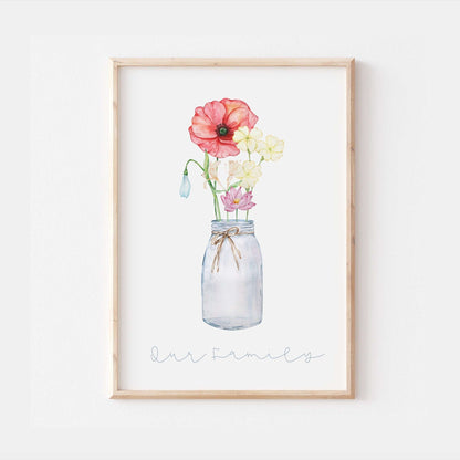 Birth Month Flower Print | Personalised Family Love Anniversary Best Friends Decor Gift Kids Baby Family Poster Bedroom Wall Art Present