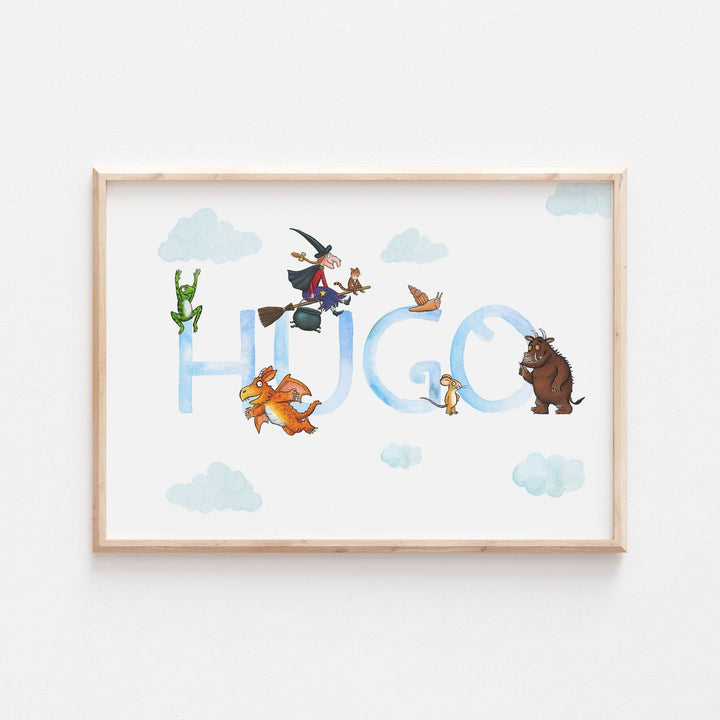 Personalized Gruffalo Room on the broom Print | Zog Mouse Quote Story Movie Kids Children Babies Nursery Bedroom Art Wall Decor Poster