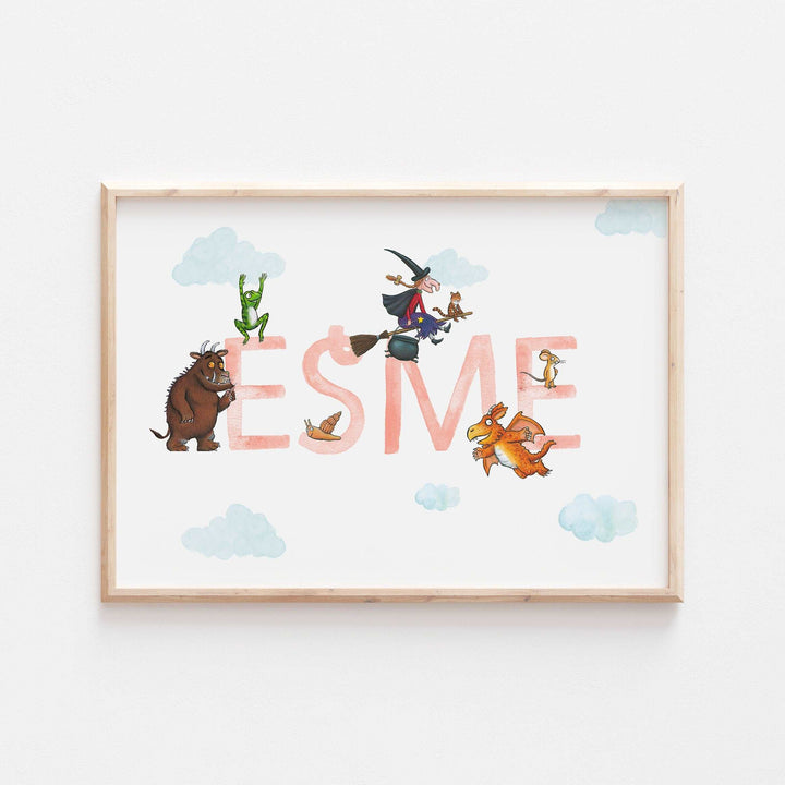 Personalized Gruffalo Room on the broom Print | Zog Mouse Quote Story Movie Kids Children Babies Nursery Bedroom Art Wall Decor Poster