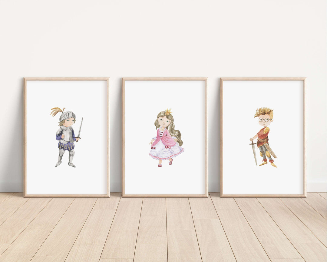 Knight & Princess Prints | Dragon Fairytale Storybook Fantasy Bedroom Kids Children Nursery Bedroom Art Wall Disney Pixar