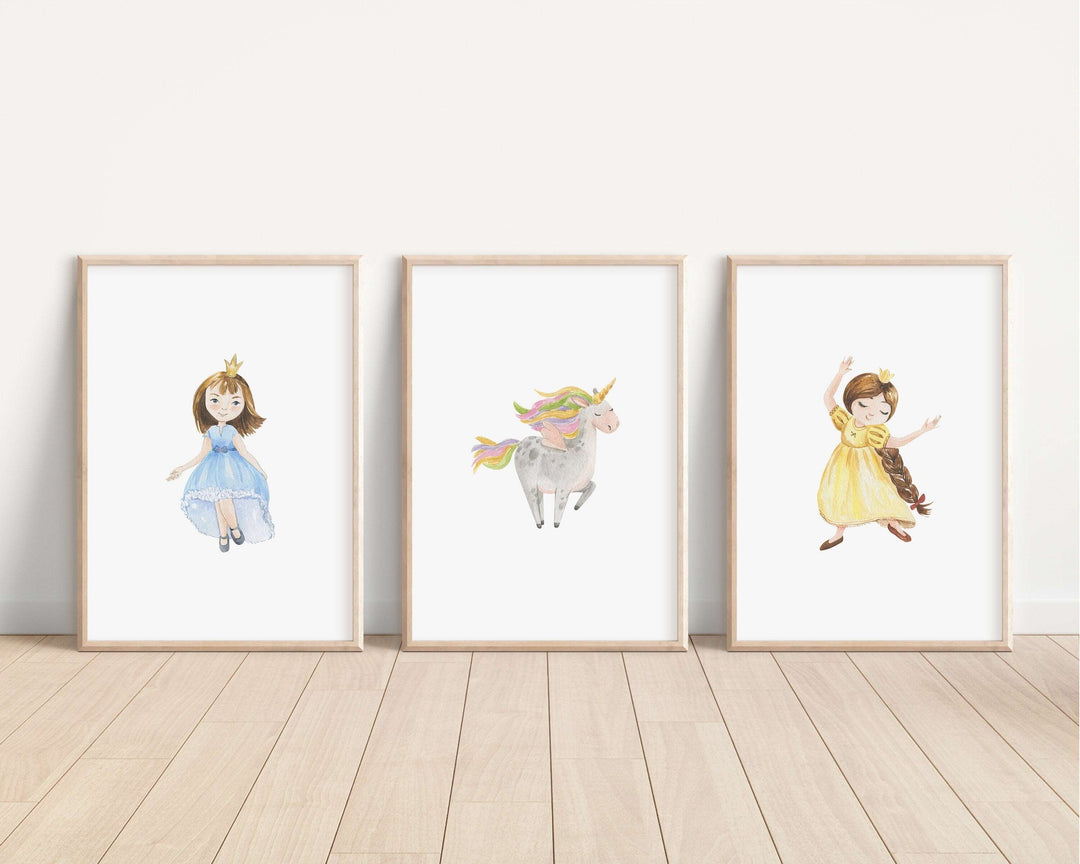 Knight & Princess Prints | Dragon Fairytale Storybook Fantasy Bedroom Kids Children Nursery Bedroom Art Wall Disney Pixar