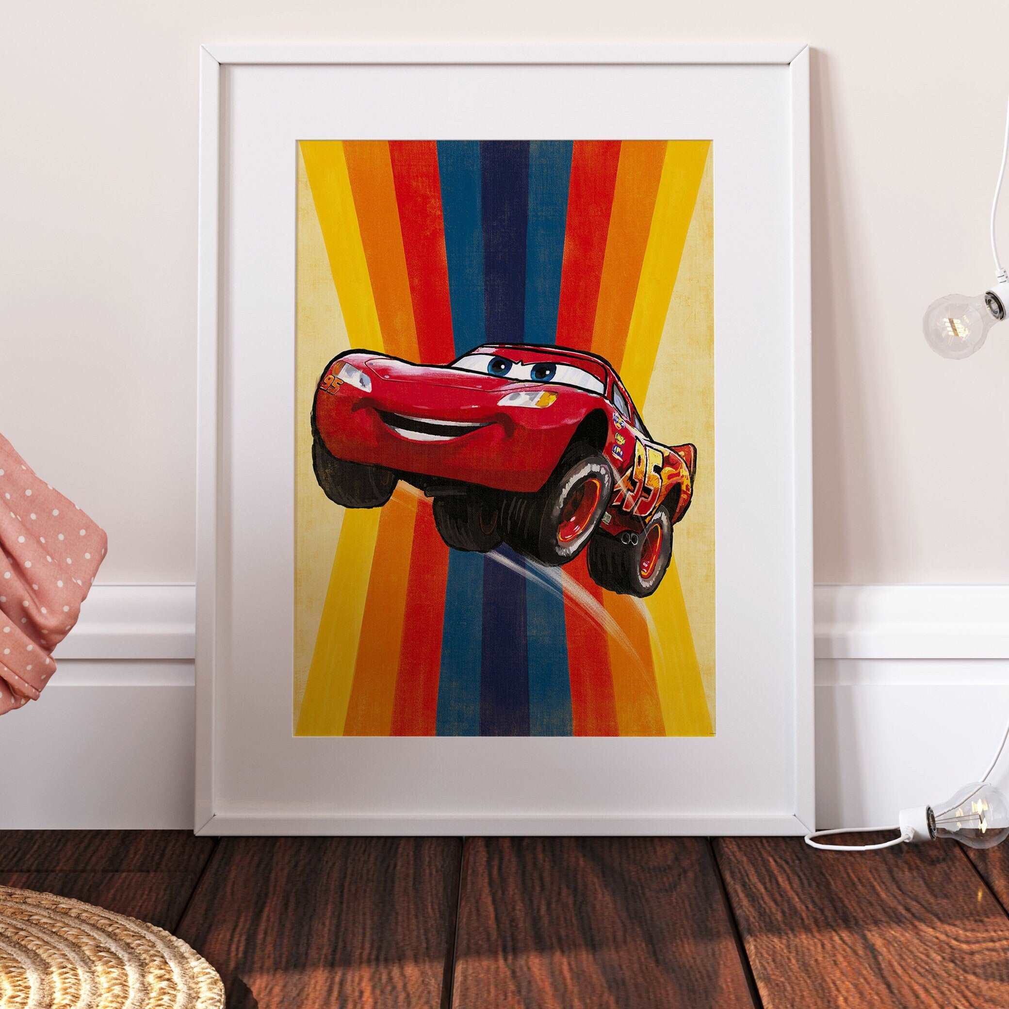 Fashion Flo's V8 Cafe Canvas Wall Art, Disney Pixar Cars Inspired Print, Radiator Springs, Lightning McQueen Route 66, Kids, Playroom, Nursery Decor