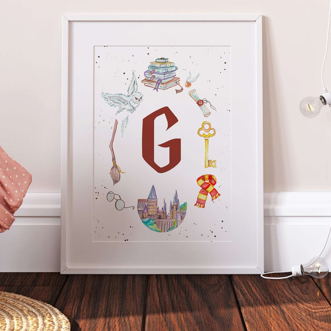 Harry Potter Personalised Print | Hedwig Snitch Gryffindor Hogwarts Bedroom Witch Wizard Kids Children Nursery Bedroom Art Wall Disney Pixar