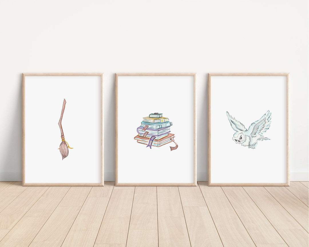 Harry Potter Prints | Hedwig Snitch Gryffindor Hogwarts Bedroom Witch Wizard Kids Children Nursery Bedroom Art Wall Disney Pixar