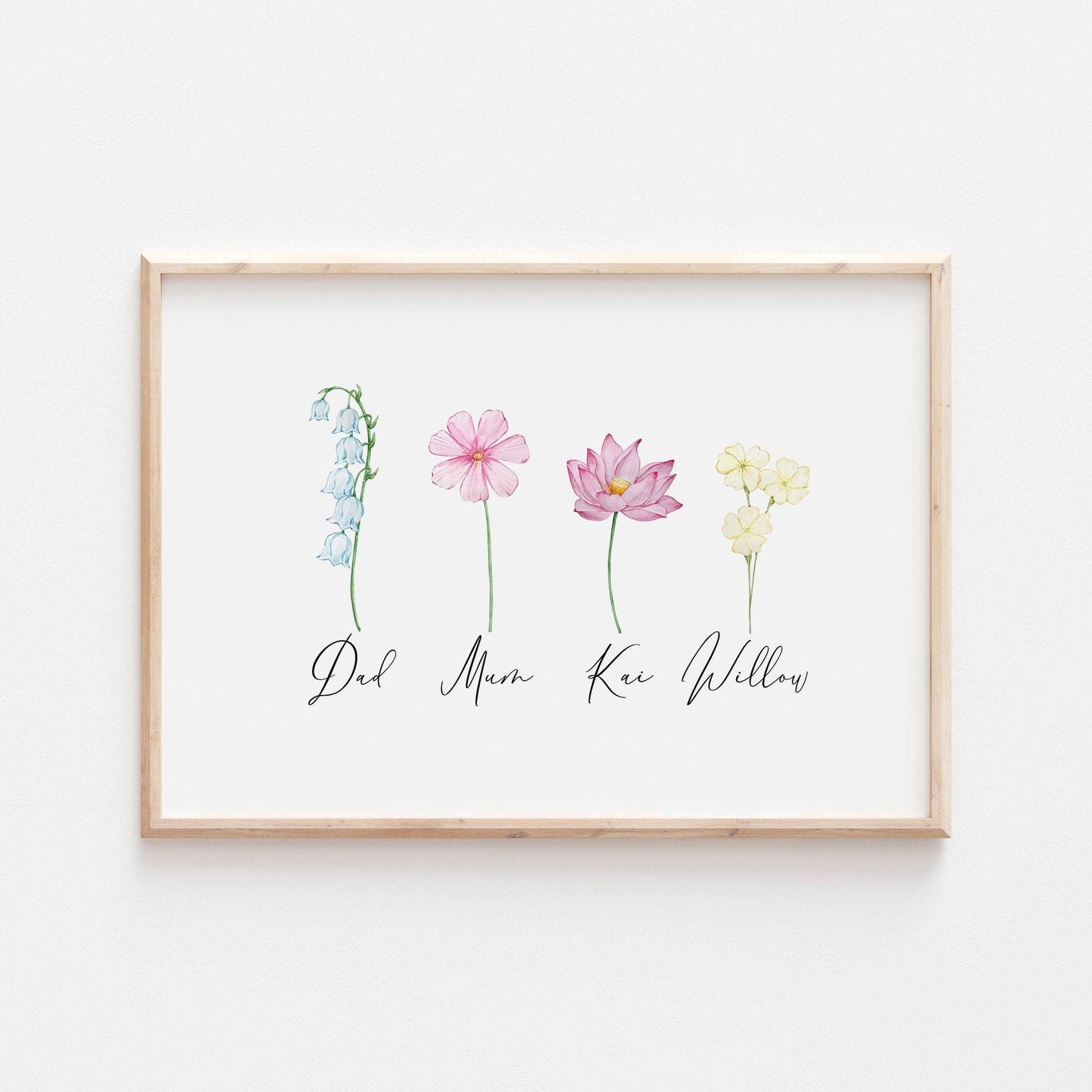 Birth Month Flower Print | Personalised Family Love Anniversary Best Friends Decor Gift Kids Baby Family Poster Bedroom Wall Art Present