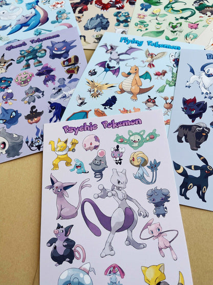 Pokemon Types Print | Fire Ground Grass Water Eeve Squirtle Charmander Cubone Bedroom Kids Children Nursery Bedroom Art Wall Disney Pixar