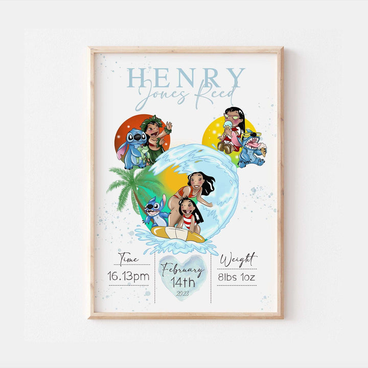 Personalised The Day You Were Born | Lilo and Stitch Nani Disney Newborn Print Alien Bedroom Nursery Decor Baby Gift Poster