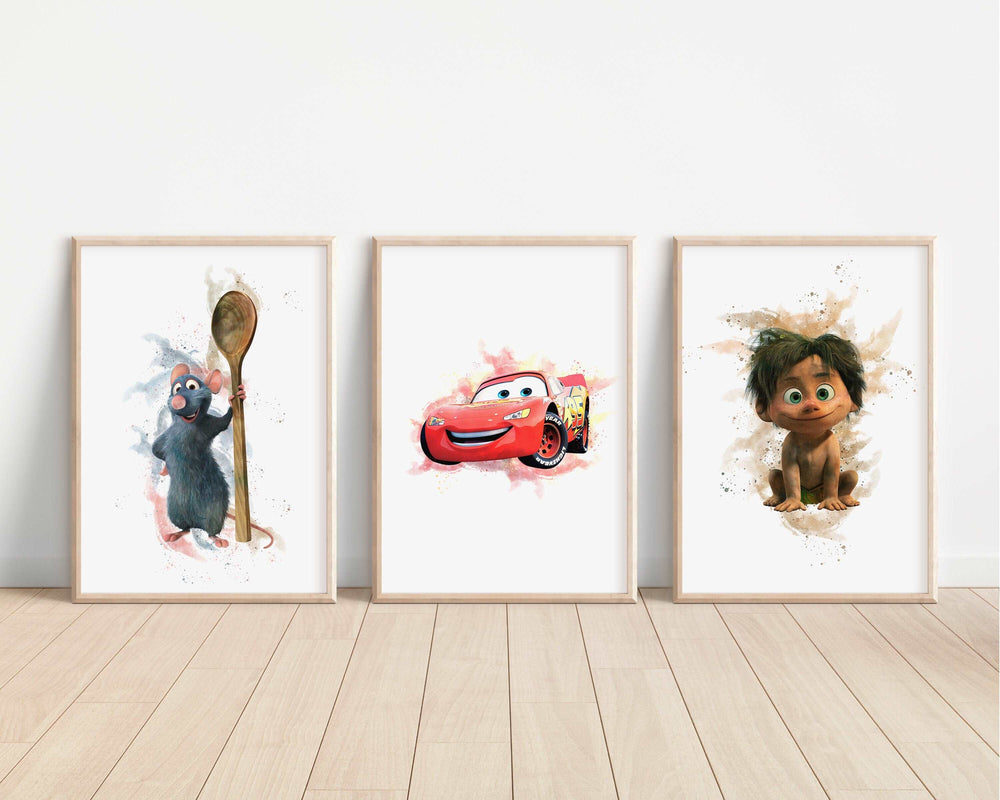 Pixar Watercolour Prints | Monsters Inc Toy Story Nemo Remy Cars Bedroom Print Kids Children Nursery Bedroom Art Wall Disney Pixar