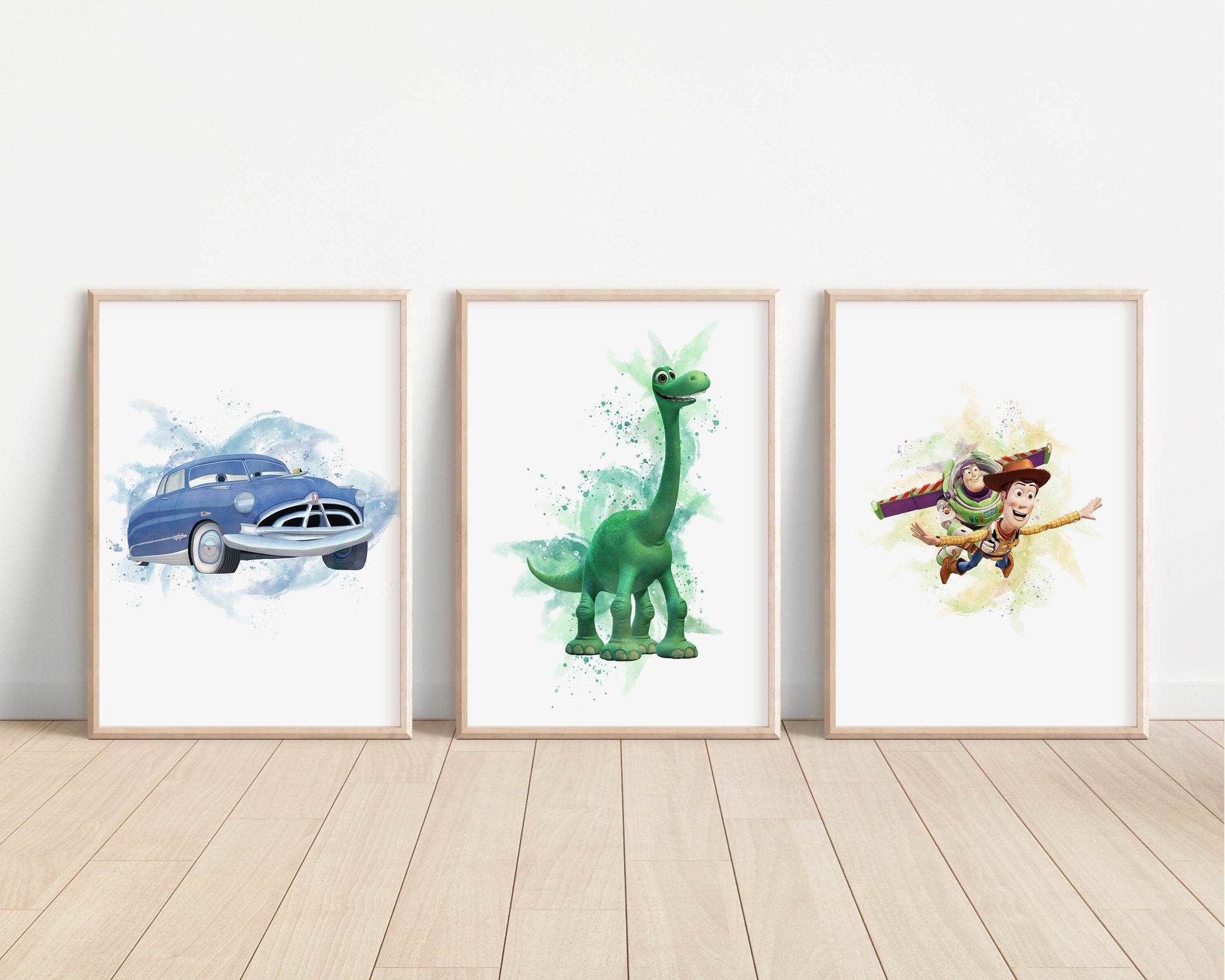 Pixar Watercolour Prints | Monsters Inc Toy Story Nemo Remy Cars Bedroom Print Kids Children Nursery Bedroom Art Wall Disney Pixar