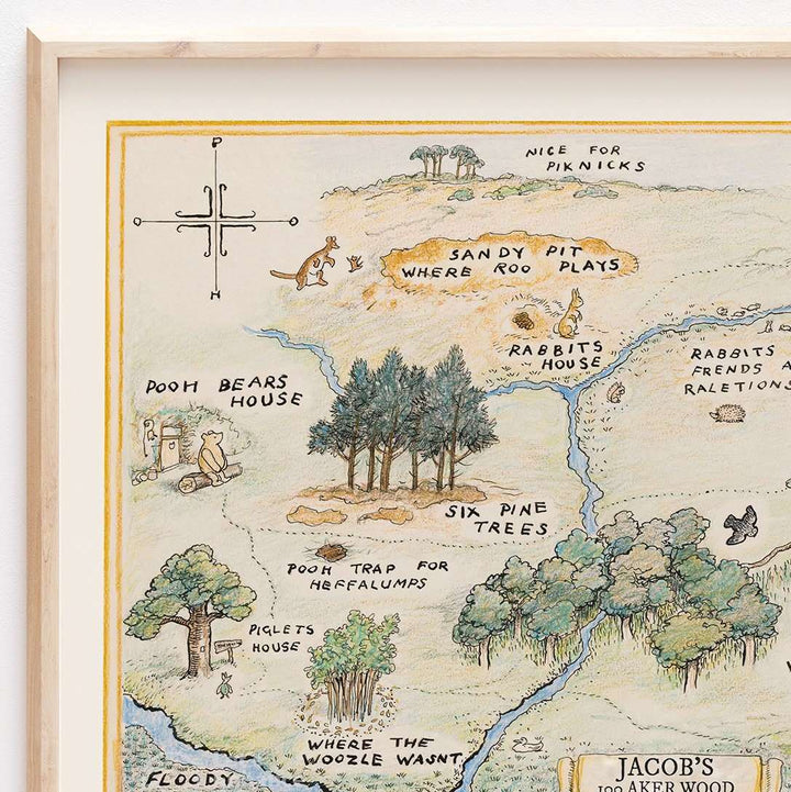 Personalised 100 Acre Wood Map | Winnie the Pooh | Quote Disney Kids Tigger Eeyore Piglet Children Babies Nursery Bedroom Art Wall Decor