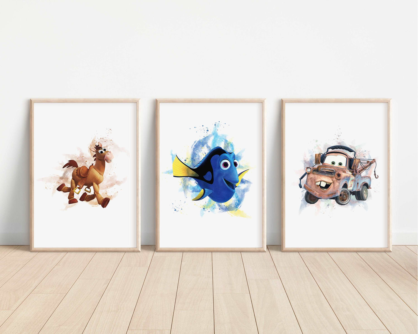 Pixar Watercolour Prints | Monsters Inc Toy Story Nemo Remy Cars Bedroom Print Kids Children Nursery Bedroom Art Wall Disney Pixar