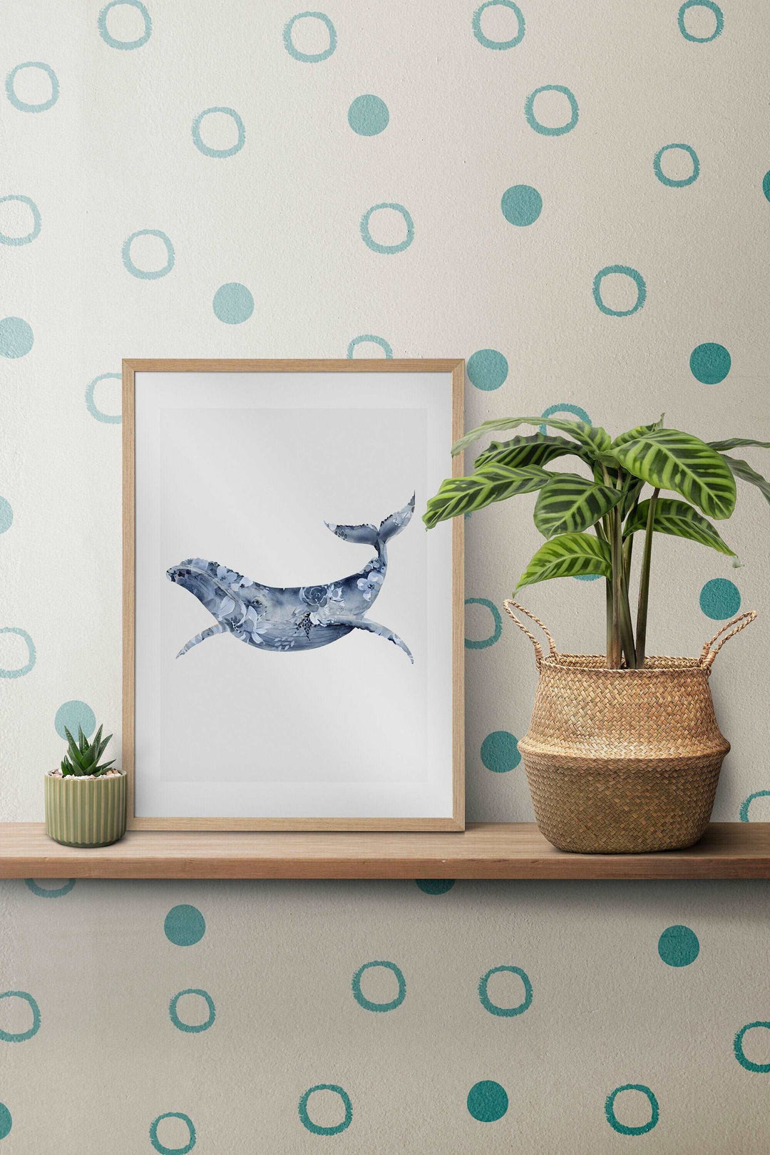 Floral Humpback Whale Print | Watercolour Ocean Marine Life Bedroom Wall Art | Kids Babies Newborn Children Nursery Decor Gift Posters