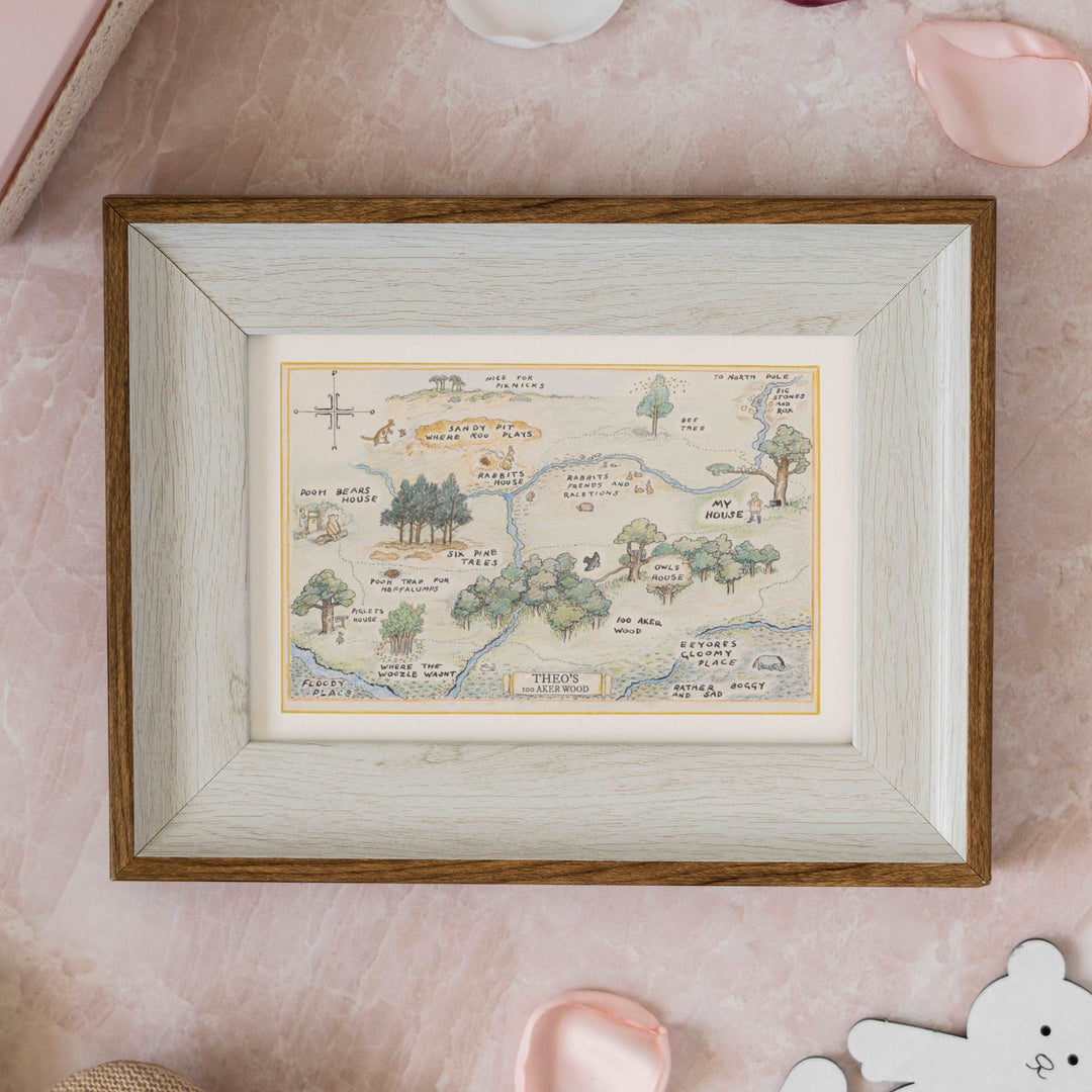 Personalised 100 Acre Wood Map | Winnie the Pooh | Quote Disney Kids Tigger Eeyore Piglet Children Babies Nursery Bedroom Art Wall Decor