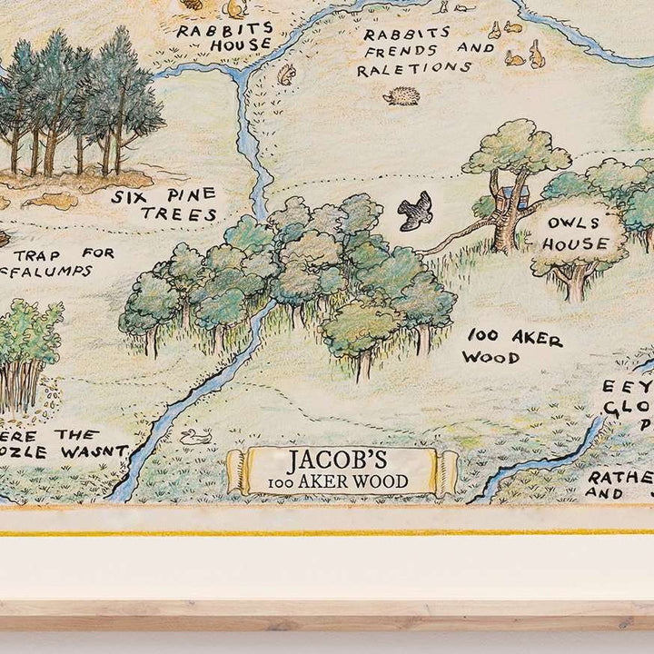 Personalised 100 Acre Wood Map | Winnie the Pooh | Quote Disney Kids Tigger Eeyore Piglet Children Babies Nursery Bedroom Art Wall Decor