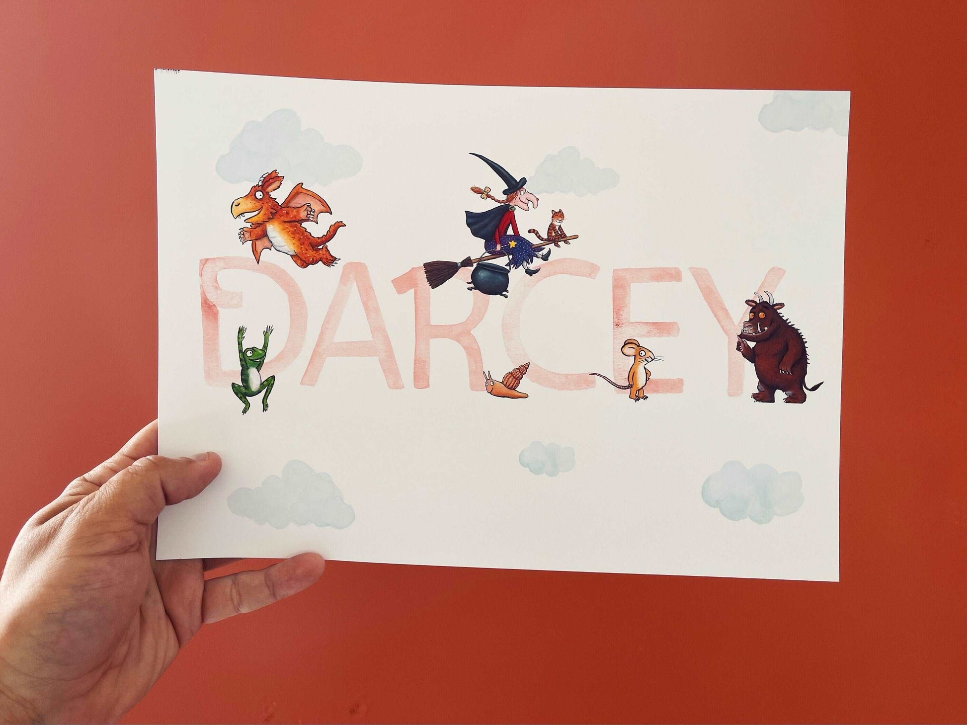 Personalized Gruffalo Room on the broom Print | Zog Mouse Quote Story Movie Kids Children Babies Nursery Bedroom Art Wall Decor Poster