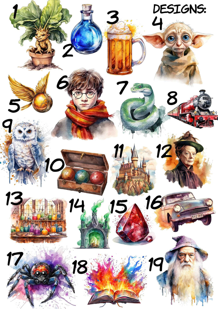 Harry Potter Prints | Watercolour Hagrid Dumbledore Hedwig Snitch Gryffindor Hogwarts Bedroom Kids Children Nursery Bedroom Art Wall