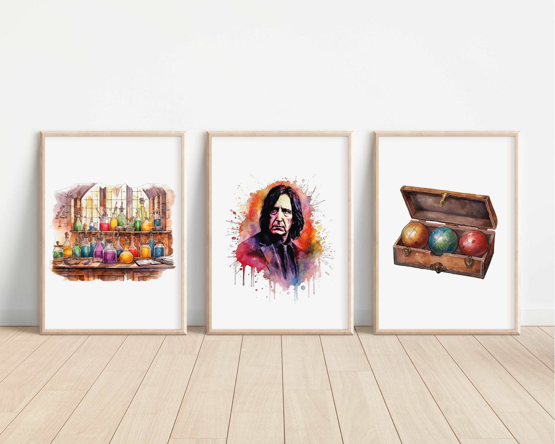 Harry Potter Prints | Watercolour Hagrid Dumbledore Hedwig Snitch Gryffindor Hogwarts Bedroom Kids Children Nursery Bedroom Art Wall