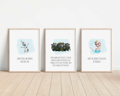 Frozen Quotes | Elsa Anna Olaf Rock Trolls Princesses Print Kids Children Babies Nursery Bedroom Art Wall Decor Disney Pixar
