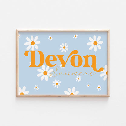 Daisy Personalized Print | Floral Baby Girl Gift | Pink Flowers Family Poster Kids Children Bedroom Newborn Nursery Wall Art Present