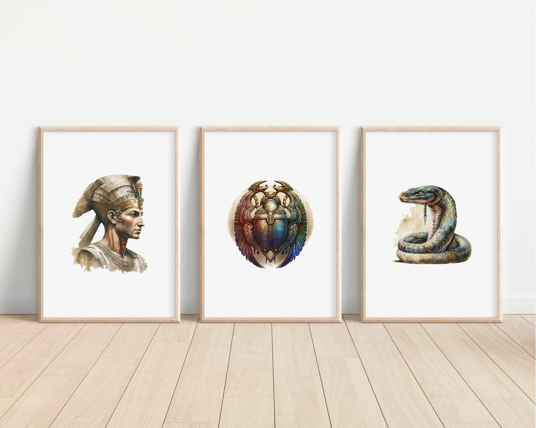 Ancient Egypt Prints | Watercolour Egyptology | Anubis Osiris Horus Gods Bastet Sphinx Kids History Bedroom Nursery Wall Art Decor Gifts