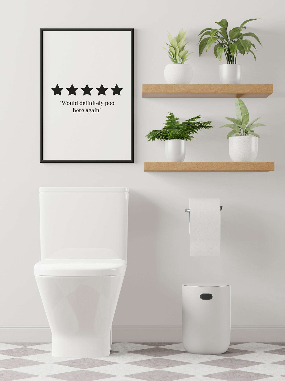 5 Star Bathroom Print | Poo Toilet Quote Affirmation Art | Love Happy Cute Bathroom Wall Art Decor | Poster Vibrant Home