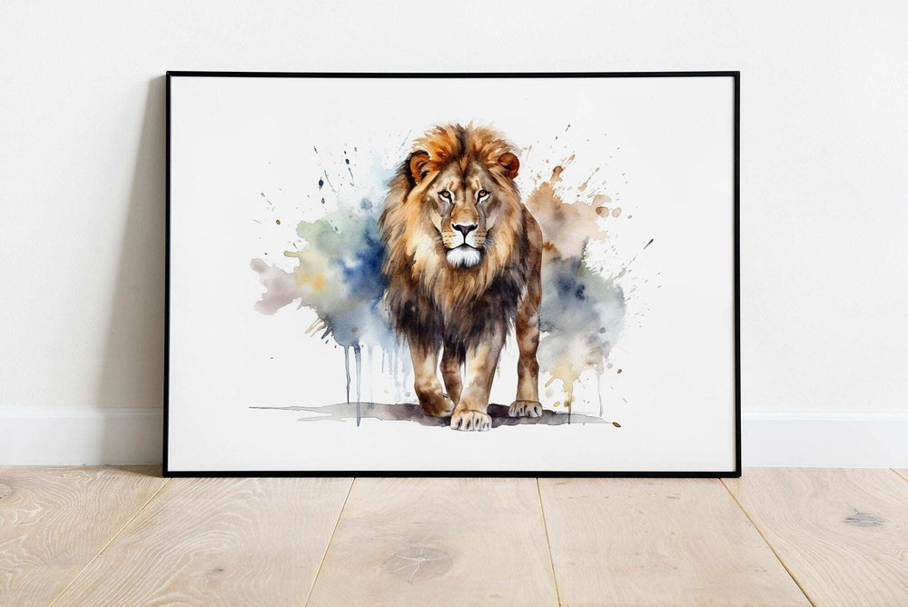 Lion Print | Watercolour African Pride Decor | Colourful Safari Home Wall Art | Gift Lioness Cub Posters Nature Kids Nursery Bedroom