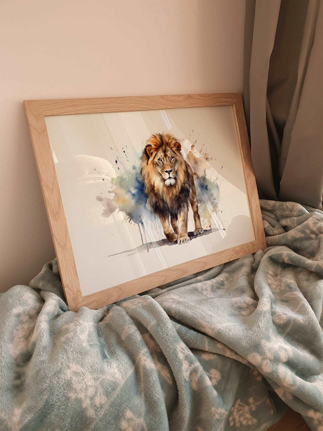 Lion Print | Watercolour African Pride Decor | Colourful Safari Home Wall Art | Gift Lioness Cub Posters Nature Kids Nursery Bedroom