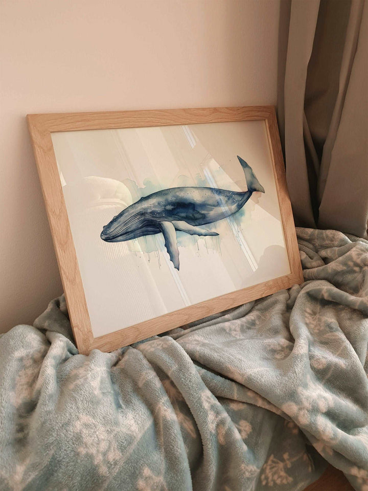 Humpback Whale Print | Watercolour Ocean Life Decor | Blue Marine Sea Bathroom Home Wall Art | Gift Shark Posters Nature Kid Nursery Bedroom