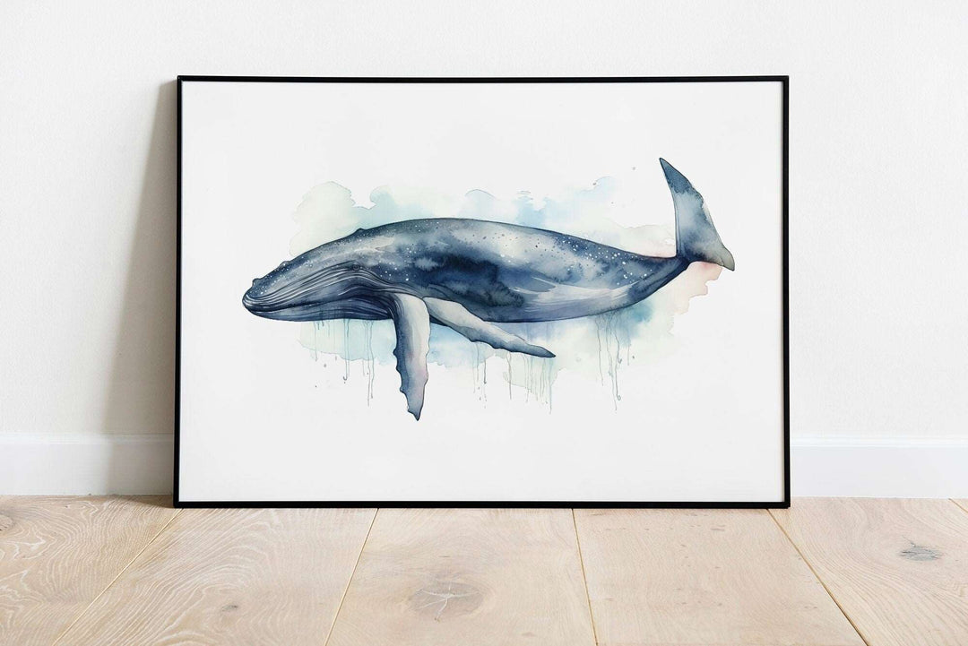 Humpback Whale Print | Watercolour Ocean Life Decor | Blue Marine Sea Bathroom Home Wall Art | Gift Shark Posters Nature Kid Nursery Bedroom