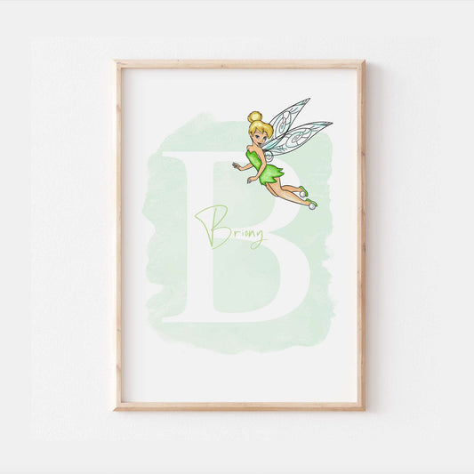 Personalised Tinkerbell Print | Peter Pan Hook Neverland Fairy | Kids Children Babies Nursery Bedroom Art Wall Decor Poster Disney Pixar