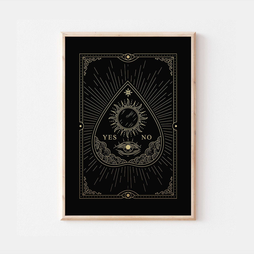 Ouija Planchette Print | Halloween Horror Monster Decor | Wicca Home Bedroom Wall Art Posters Fall Autumn Style Broom Witch Spirits