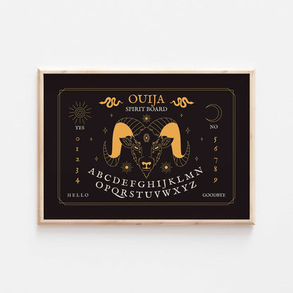 Ouija Board Prints | Spirit Board Moon Baphomet Sun | Fall Autumn Bedroom Home Decor Posters Quote Halloween Wicca Style Psychic Wall Art
