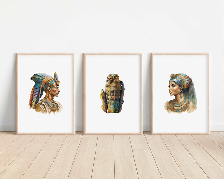 Ancient Egypt Prints | Watercolour Egyptology | Anubis Osiris Horus Gods Bastet Sphinx Kids History Bedroom Nursery Wall Art Decor Gifts